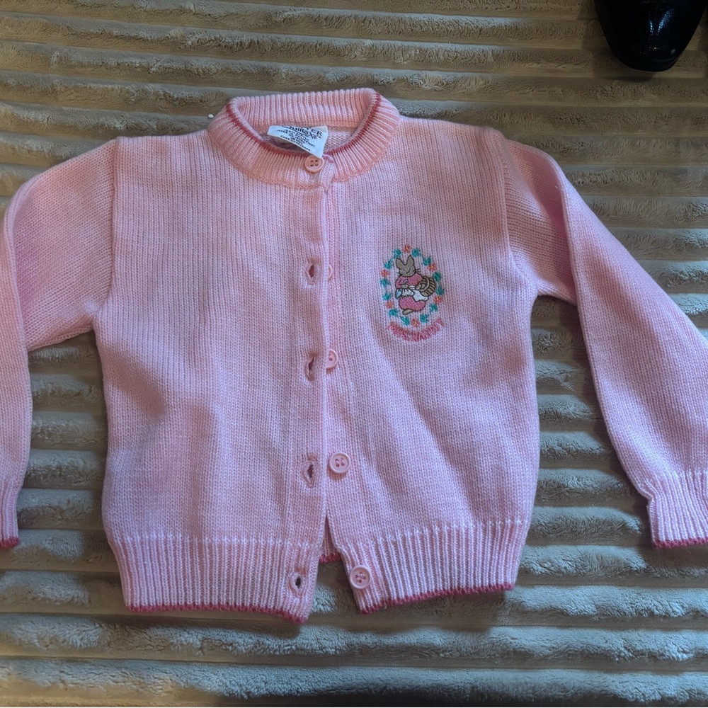 Vintage Beatrix Potter by Quiltex Pink Kids Cardigan Sweater